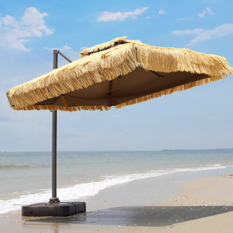 Parasol patio en paille/Non comprend la base