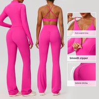Damen Yoga-Set Activewear 3-teilig Hochelastischer Atmungsaktiver Sportanzug Ganzkörper-Laufanzug Fitness-Gym-Outfit