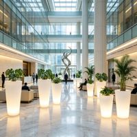 Lampu Planter LED Dekoratif Bercahaya Bentuk Lingkaran 81cm Dapat Diisi Ulang untuk Pajangan Taman Plaza