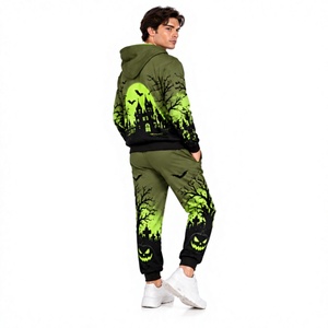 Conjunto Deportivo de Halloween para Hombre, Sudadera de Forro Polar, Pantalones Deportivos, Estampado de Halloween, Ropa Deportiva Informal de Invierno - Product Image 3