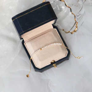 WENCHI Handmade Small Fresh Retro Freshwater <b>Pearl</b> 4-5mm 14k <b>Gold</b> <b>Bracelet</b> Real <b>Pearl</b> Bangle - Product Image 3