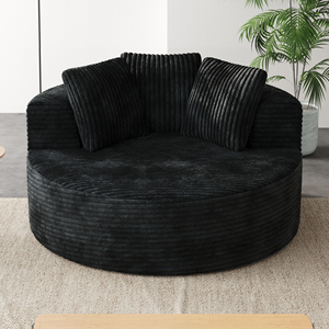 Ghế sofa đơn hiện đại Atunus màu be, mút ép chân không, bọc vải nhung, dành cho căn hộ, một chỗ ngồi - Product Image 3