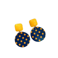 Orecchini Quadrati Eleganti in Stile Coreano, Vendita Calda, Design Geometrico Semplice Retrò con Motivo a Pois Colorati
