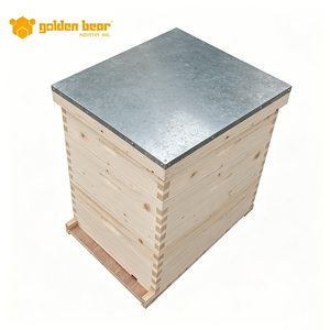 Caja de colmena de madera Golden Bear para 10 cuadros, con techo metálico, equipo de apicultura para abejas mieleras - Product Image 5