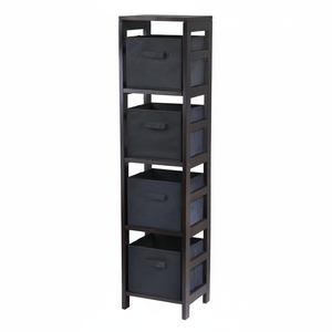 Capri 4-Section N Storage Shelf 4 <b>Foldable</b> Black Fabric <b>Baskets</b> for Efficient Organization - Product Image 2