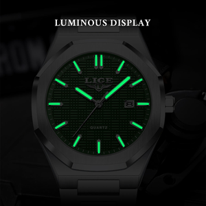 Montres-bracelets pour hommes de <span class=keywords><strong>luxe</strong></span> Lige 89272, personnalisation en petite série, bracelet en acier inoxydable, aiguilles lumineuses, calendrier, montre à quartz pour <span class=keywords><strong>homme</strong></span> - Product Image 4