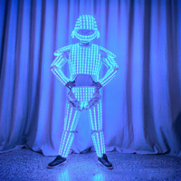 Costume de robot lumineux à LED, armure mécanique brillante, combinaison de performance avec casque LED pour spectacle de nuit, scène, cosplay, carnaval