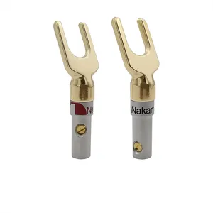 Y/U Type Brass Banana Plug Audio Screw Fork Spade Connector Terminal Binding Post Gold Plated