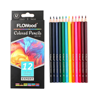 FLOWood – crayons de couleur professionnels à base d'huile, 12 couleurs, boîte en étain pour fournitures scolaires, papeterie de dessin pour artistes