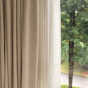 Eleganti Tende a Onda Traslucide in Lino <span class=keywords><strong>con</strong></span> Sistema a Binario e Mantovane in Voile Trasparente per Arredo Casa - Product Image 6