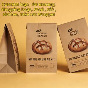 Sac en papier kraft SOS personnalisé 100% recyclé de qualité alimentaire avec fermeture magnétique pour pain, sandwich, pâtisserie, logo en sérigraphie - Product Image 3