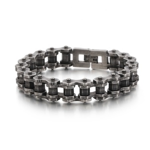 Bracelet Chaîne <span class=keywords><strong>de</strong></span> Moto Homme Plaqué Or, Style Designer Punk Biker - Product Image 1