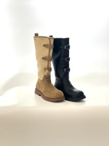 Stivali da equitazione alti per bambini con tripla fibbia decorativa, cerniera laterale, tacco a blocco antiscivolo, tomaia <span class=keywords><strong>in</strong></span> pelle spaccata, stile vintage - Product Image 1