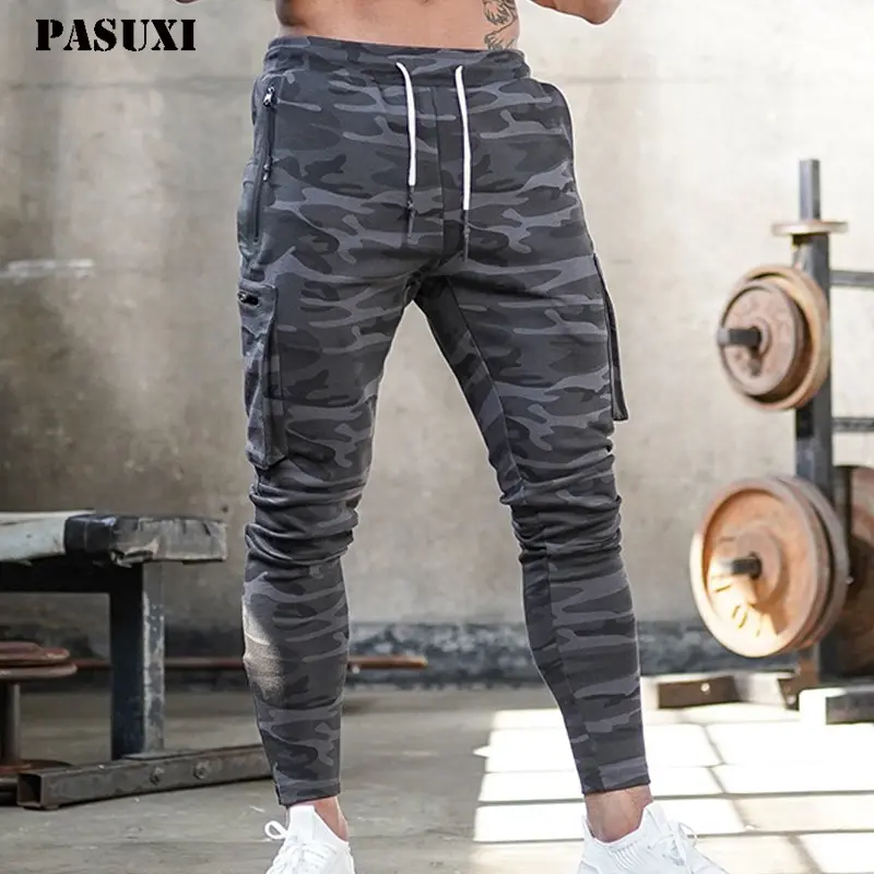 PASUXI Spring Autumn Trendy Hip Hop Casual Trousers Mens Plus Size Slim Sports Print Stretch Men Pants