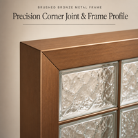 Paravent en verre craquelé avec cadre en métal bronze, bloc de verre texturé décoratif, cloison pour espace commercial, taille personnalisée