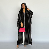 Abaya élégante à rayures noires et blanches, coupe ample, couverture à manches longues, tenue quotidienne, commandes en gros