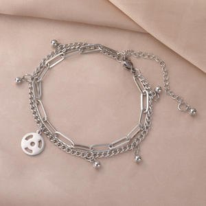 Venta directa de fábrica círculo geométrico marca Cadena de mano placa redonda Simple Frisbee colgante 304 Cadena de mano de acero inoxidable para mujer - Product Image 4