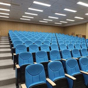 Chaises d'auditorium Anji Yijian, coque en plastique, double nervure, revêtement rouge, pour salles de conférence et écoles - Product Image 3