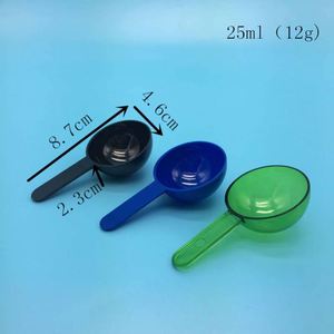 Cuillère doseuse en plastique personnalisée pour poudre protéinée 25 ml 25 cc 12 g 12,5 g, manche court ou long, fond plat ou rond - Product Image 3