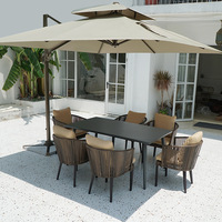 Ensemble de table et de chaises d'extérieur tropicales portables avec rotin imperméable pour la cour et la terrasse