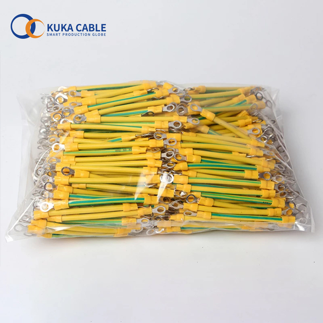 10 AWG 6mm2 BVR Yellow-Green Solar Grounding Wire with Terminals Copper PV Cabinet Bridge Leakage Earth Cable