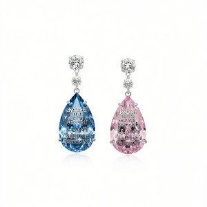 Pendientes de Diamantes Llant, Corte Pera, Zafiro Azul Rosa, Fantasía, Oro Blanco Natural, Certificado GIA, Joyería Clásica de Boda para Mujer - Product Image 1