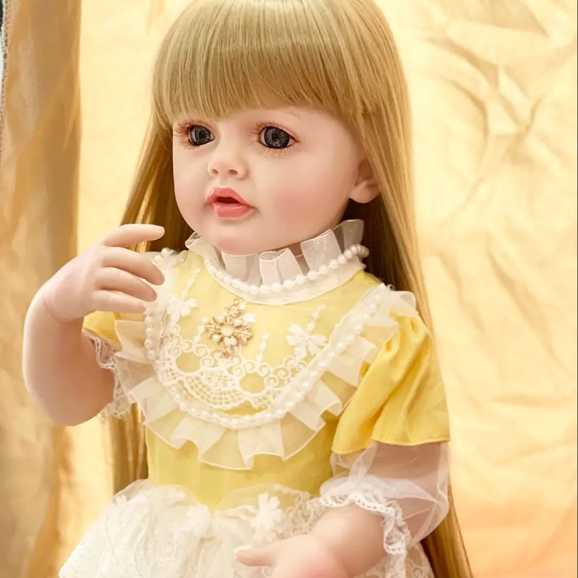 Assento de carro Silicona Falando Cor Misturada Silicone Baby Dolls Vinil Com Cabelo 55Ctm Cribs Líquido Reborn Dolls