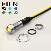 Feux indicateurs métalliques d'avertissement FILN rouge 8 mm AC 12V LED pour moto