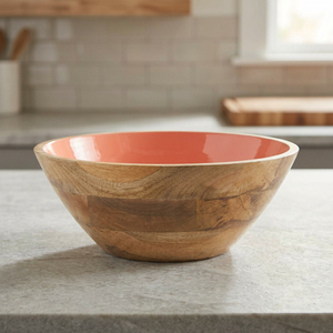 Bol à salade en bois émaillé, livraison gratuite, plateau rond de service antidérapant vente en gros - Product Image 3