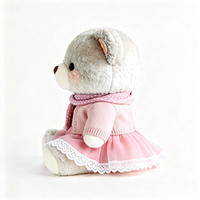 Ours en peluche gris bouclé style mignon avec jupe à bordure dentelle, tenue personnalisable, jouet en peluche super doux avec logo sur mesure