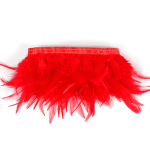 Sewing Red Fabric Ribbon Rooster Feather Fringe Trim for DIY Craft Clothing Dress Costume Hat Accessory Party Wedding Decor - Product Image 1