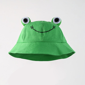 Chapeau de pêcheur respirant à large bord pour enfants, motif grenouille aux grands yeux, couleur unie, protection solaire extérieure, printemps-été, voyage - Product Image 5