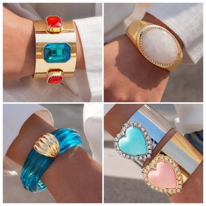 Colorful Square Heavy Industry Alloy Diamond Open-Ended Exaggerated Bracelet <b>Light</b> Luxury High-End Trendy Style Unisex Jewelry - Product Image 2