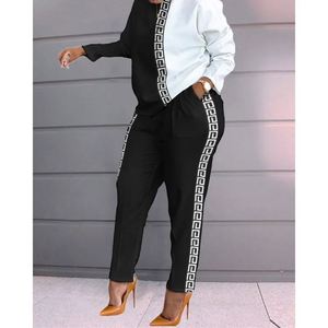 Chándal holgado estampado para <span class=keywords><strong>mujer</strong></span>, camisa de manga larga de otoño + conjunto de pantalones largos estampados, conjunto de dos piezas informal de talla grande para <span class=keywords><strong>mujer</strong></span> africana - Product Image 4