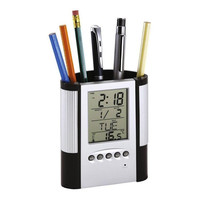 Jam Meja Digital LCD Hadiah Desktop dengan Alarm Musik, Kalender, dan Tempat Pena