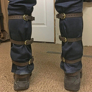 Costume de cosplay médiéval steampunk, guêpière vintage, protège-chaussures, couvre-bottes, guerrier, cavalier, soldat, armure, demi-gambes, leggings - Product Image 3