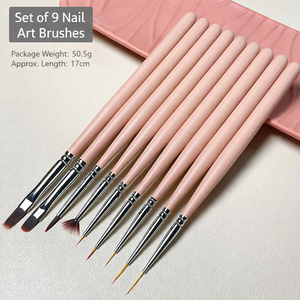 ชุดแปรงเพ้นท์เล็บด้ามไม้สีชมพู 9 ชิ้น ขนแปรงไนลอนแข็งแรง สำหรับวาดเส้นละเอียดและเพ้นท์เจล - Product Image 5