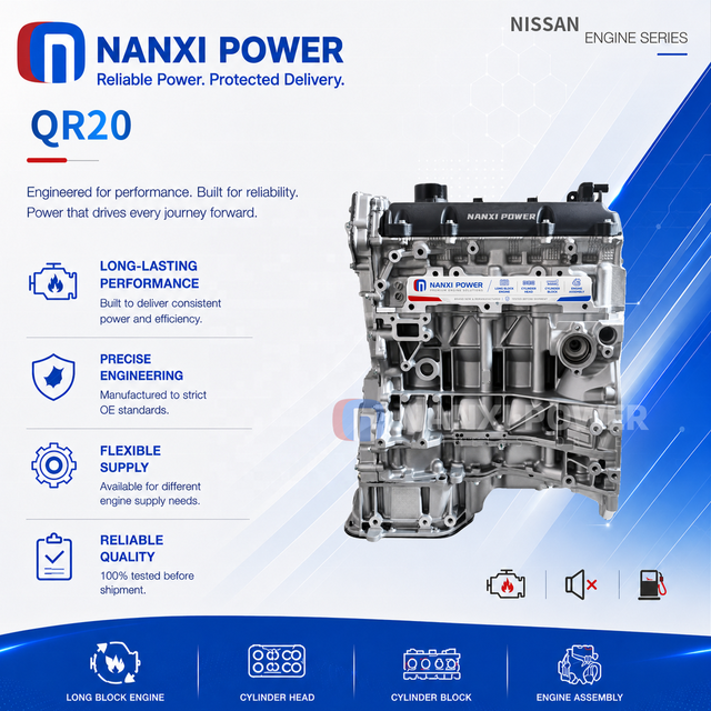 Remanufactured QR20DE 2.0L Gasoline Euro 3 140 HP Long Block Engine for Nissan X-Trail T30 & Primera P12