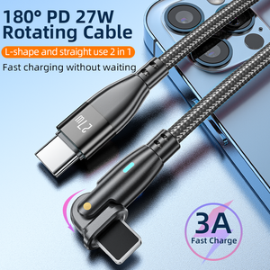 Nuevos productos de tendencia, venta al por mayor, accesorios para teléfonos giratorios de 180 grados, <span class=keywords><strong>cable</strong></span> de alimentación de carga rápida, <span class=keywords><strong>cable</strong></span> de datos <span class=keywords><strong>USB</strong></span> C para Apple iPhone - Product Image 2