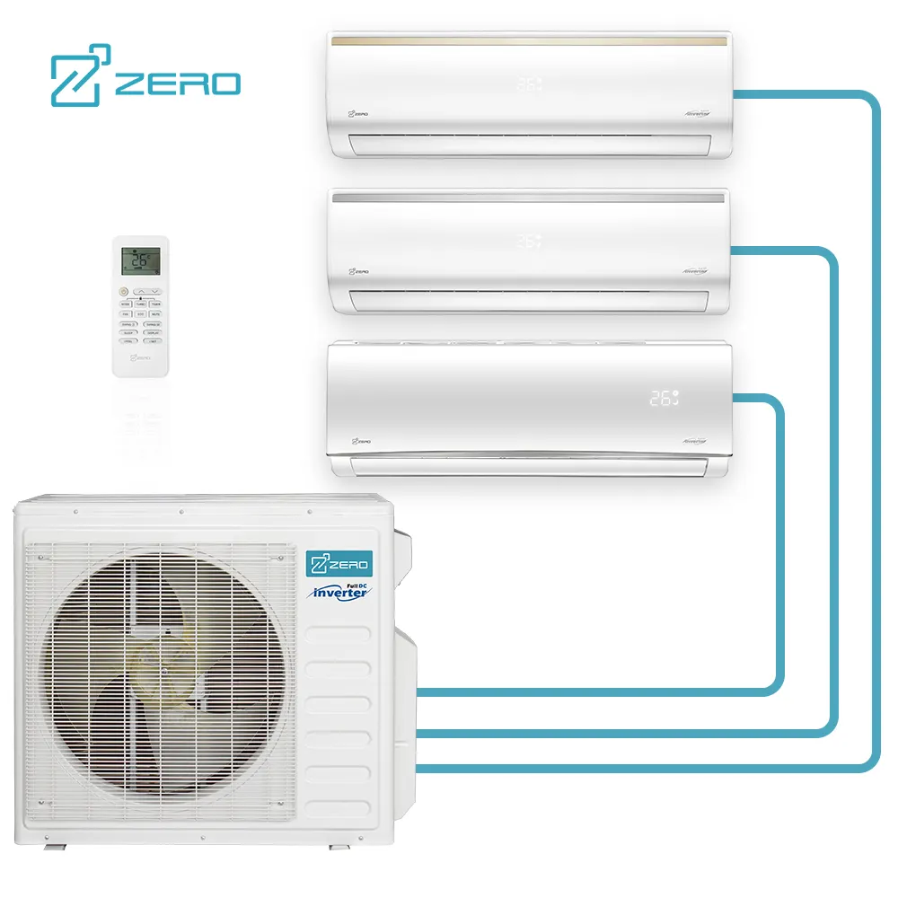 ZERO Brand Z-MAX 2.5 tonnes sans conduit Split AC DC Multi Zone climatiseurs pompe à chaleur onduleur HVAC Split climatiseur