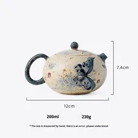 Théière en céramique Glaze Dream Butterfly de 200 ml, luxe léger, rétro, théière Xishi, service à thé chinois Kung Fu