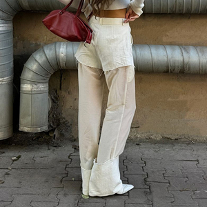 <span class=keywords><strong>Pantaloni</strong></span> da <span class=keywords><strong>donna</strong></span> a gamba dritta Patchwork Pantalon Femme <span class=keywords><strong>lunghi</strong></span> bianchi estate 2025 <span class=keywords><strong>pantaloni</strong></span> alla moda in cotone per <span class=keywords><strong>donna</strong></span> nuovi stili - Product Image 3