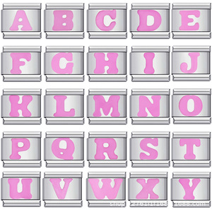 Pulsera Personalizada con Letra Italiana en Técnica de Goteo de Aceite, Correa de Reloj con Inicial de Amor, Accesorios de Joyería DIY en Rosa - Product Image 2