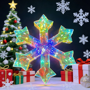 ของตกแต่งคริสต์มาสแบบแขวนในร่มรูปทรงเกล็ดหิมะโฮโลแกรมพร้อมไฟ ใช้พลังงานจาก USB ทำจากพลาสติกเป็นมิตรกับสิ่งแวดล้อม ทำด้วยมือ - Product Image 3