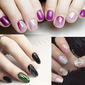 Nail Art 3D Plastique Décoration Fragments Cellophane Aurora Magique Couleur Verre Sticker TikTok Rouge Riding Book Internet Rouge Laser - Product Image 2