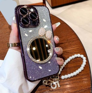 Lujo Bling diamante espejo perla pulsera brillo lente protección película TPU <span class=keywords><strong>funda</strong></span> de teléfono móvil para <span class=keywords><strong>Iphone</strong></span> 7 8 Plus X Xr Xs Max <span class=keywords><strong>SE</strong></span> - Product Image 1