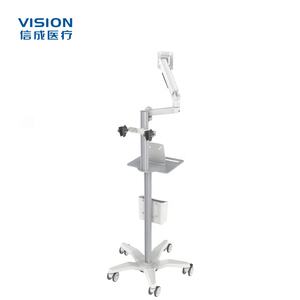 5-wielige medische endoscopiewagen van aluminiumlegering met verstelbare arm en opbergplank, ziekenhuistrolley voor ziekenhuizen en klinieken - Product Image 2