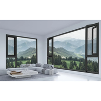 Ventanas de Aluminio de Alta Eficiencia Resistentes al Viento, Venta al por Mayor, Seguras, Duraderas, Modernas, Ventanas Abatibles con Marco de Aluminio y Doble Vidrio