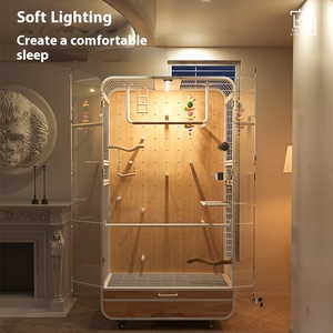 Thêm Lớn Di Chuyển Rắn Gỗ Và Sắt Chim Lồng Toàn Cảnh Grey Với Nút Đóng Cử<span class=keywords><strong>a</strong></span> Biệt Thự Cho Vẹt Mặt Trời Nhà Sư Nghệ Thuật Chim Sử Dụng - Product Image 3