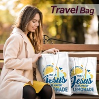 Sac fourre-tout portable en toile Christian avec imprimé Jésus et Limonade pour l'église et les sorties quotidiennes
